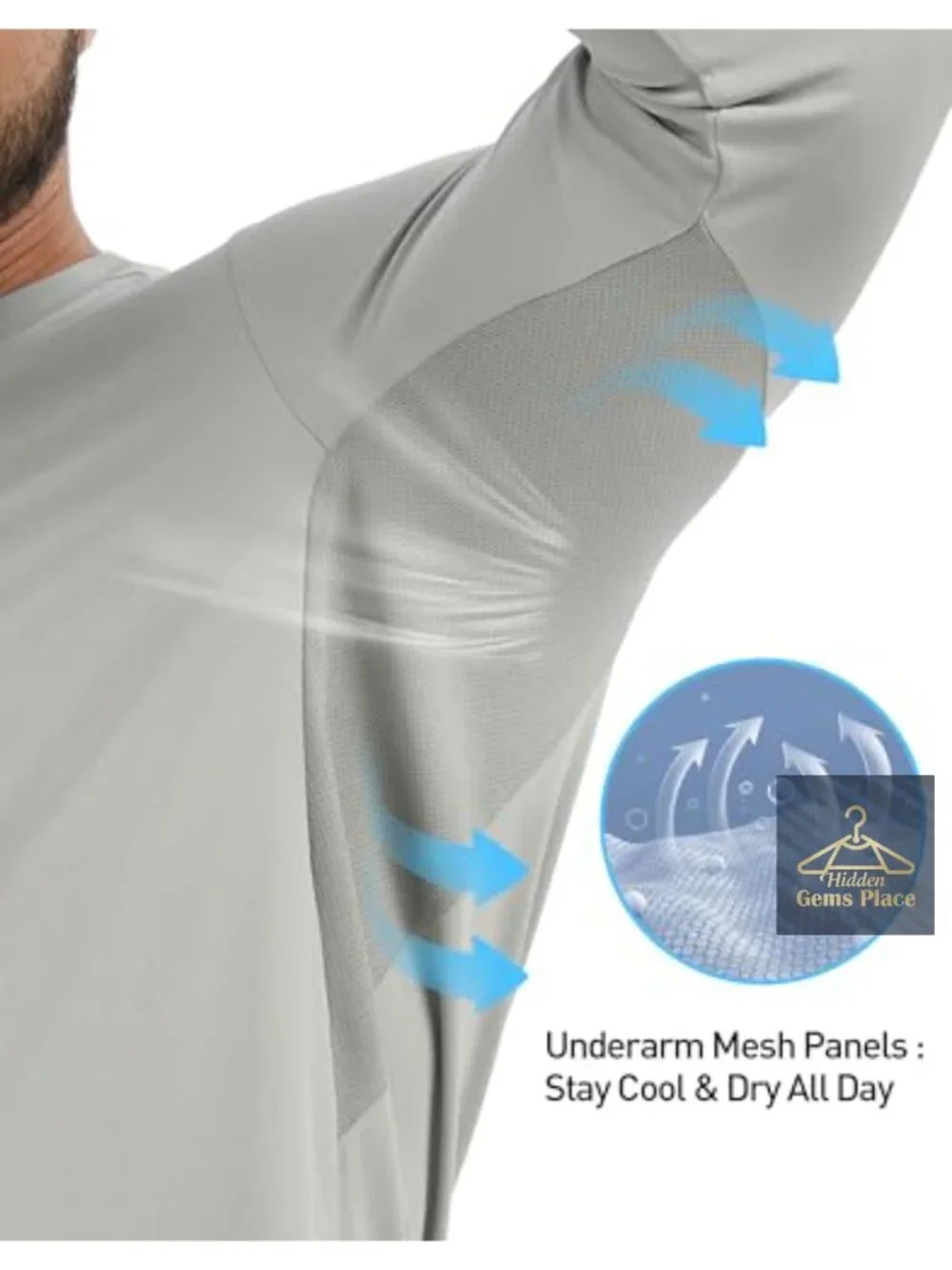 UPF 50+ Long Sleeve Rash Guard Quick Dry UV Sun Protection Shirt for Men